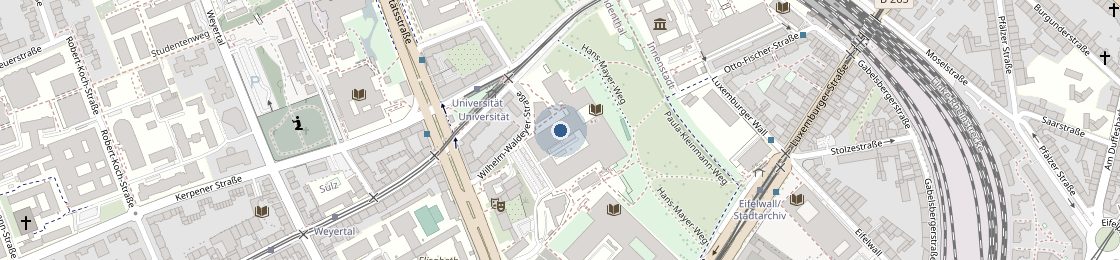 Map of the area around Zülpicher Straße 77 in Köln, with the institute marked.